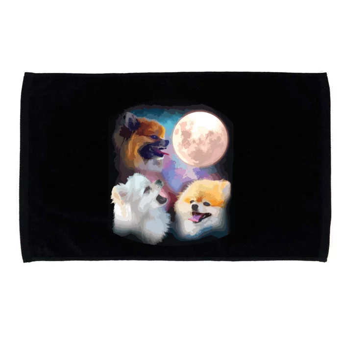 Pomeranian Dog Howling At Moon Microfiber Hand Towel