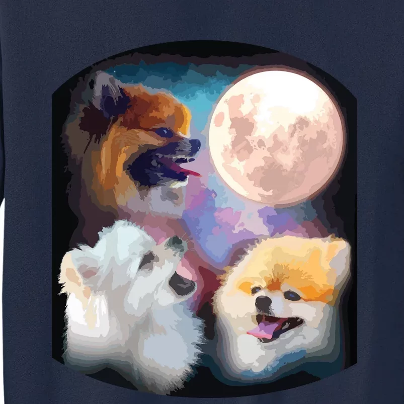 Pomeranian Dog Howling At Moon Tall Sweatshirt