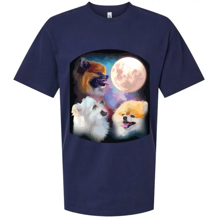 Pomeranian Dog Howling At Moon Sueded Cloud Jersey T-Shirt