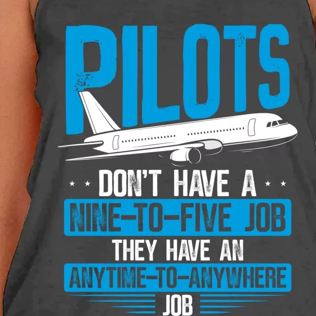 Pilots Don't Have A Nine-To-Five Job Aviation Airline Pilot Women's Knotted Racerback Tank