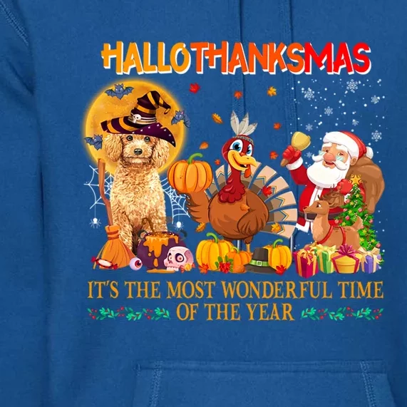 Poodle Dog Halloween Thanksgiving Happy Hallothanksmas Gift Premium Hoodie