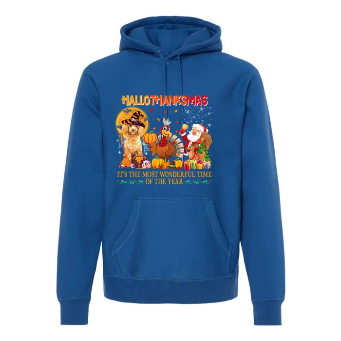 Poodle Dog Halloween Thanksgiving Happy Hallothanksmas Gift Premium Hoodie