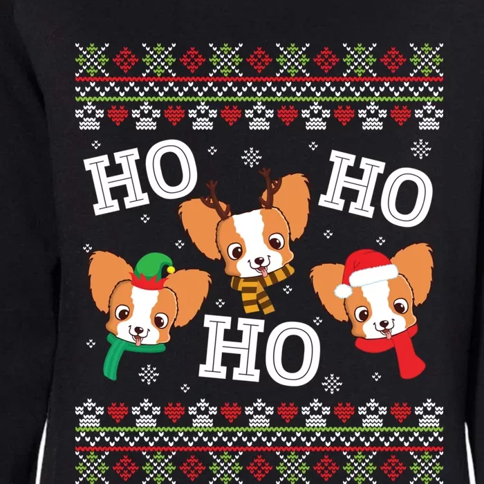 Papillon Dog Ho Ho Ho Merry Christmas Day Dad Mom Ugly Sweat Cool Gift Womens California Wash Sweatshirt