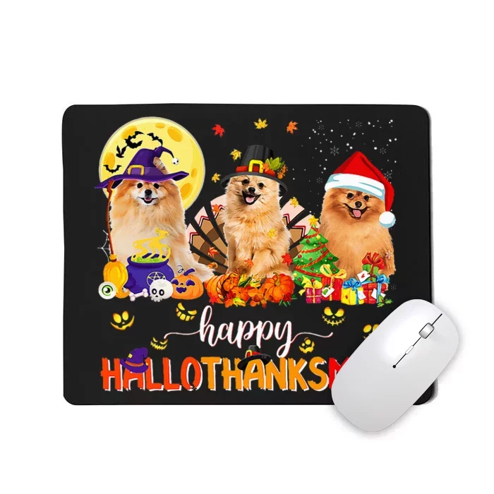 Pomeranian Dog Halloween Thanksgiving Happy Hallothanksmas Mousepad