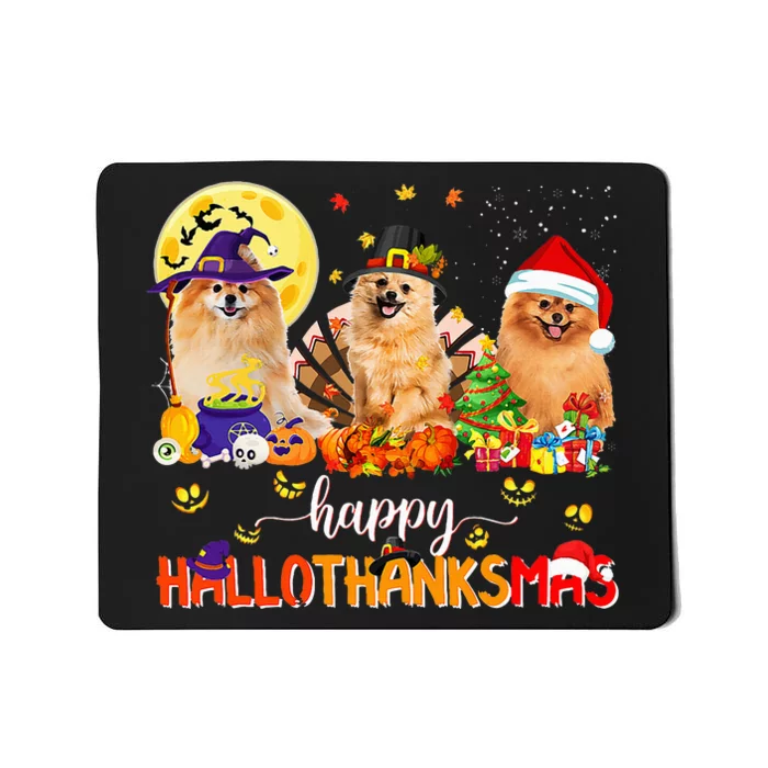 Pomeranian Dog Halloween Thanksgiving Happy Hallothanksmas Mousepad