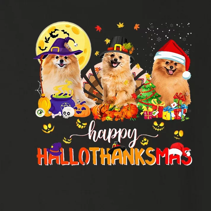 Pomeranian Dog Halloween Thanksgiving Happy Hallothanksmas Toddler Long Sleeve Shirt