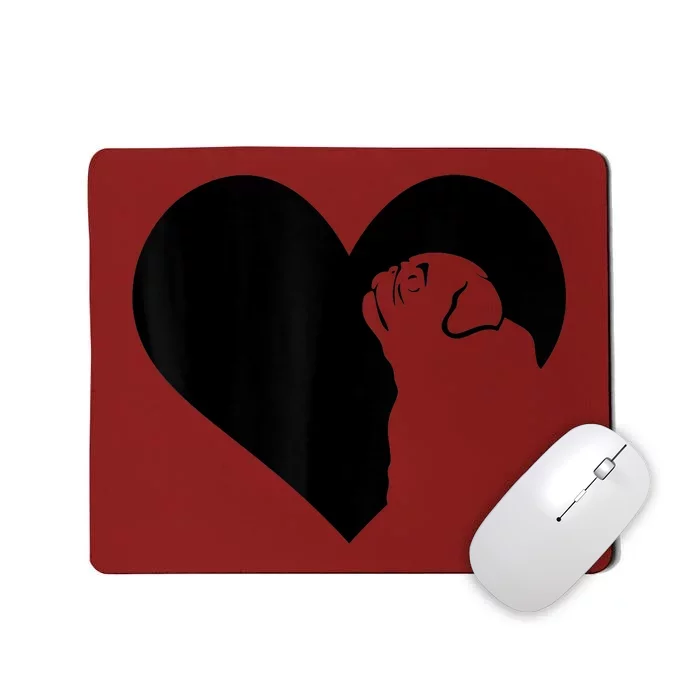 Pug Dog Heart Silhouette Pug Mousepad