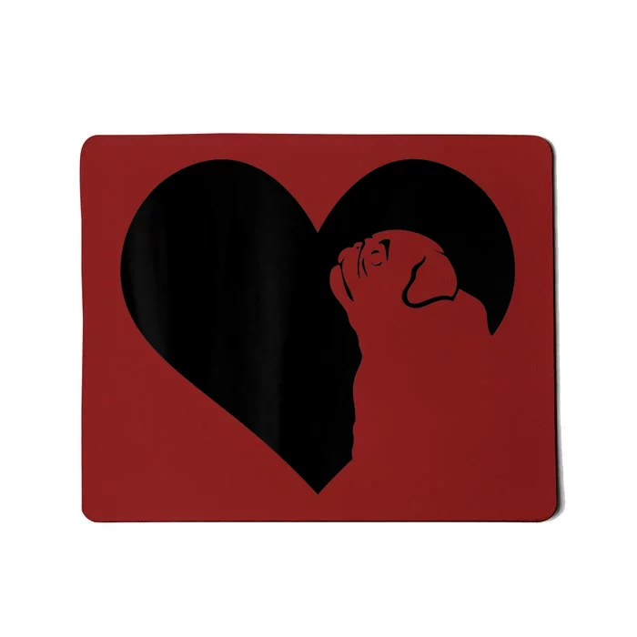 Pug Dog Heart Silhouette Pug Mousepad