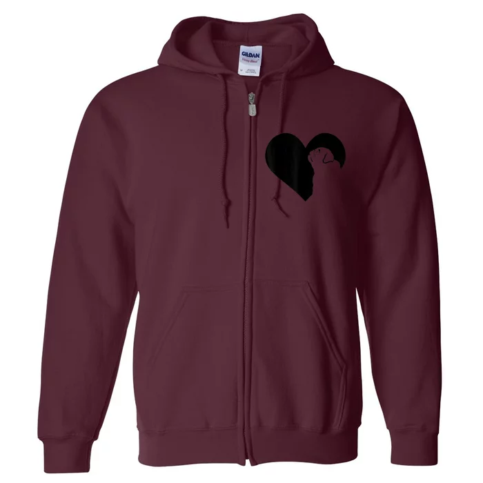 Pug Dog Heart Silhouette Pug Full Zip Hoodie