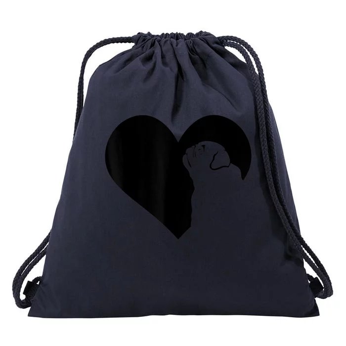 Pug Dog Heart Silhouette Pug Drawstring Bag