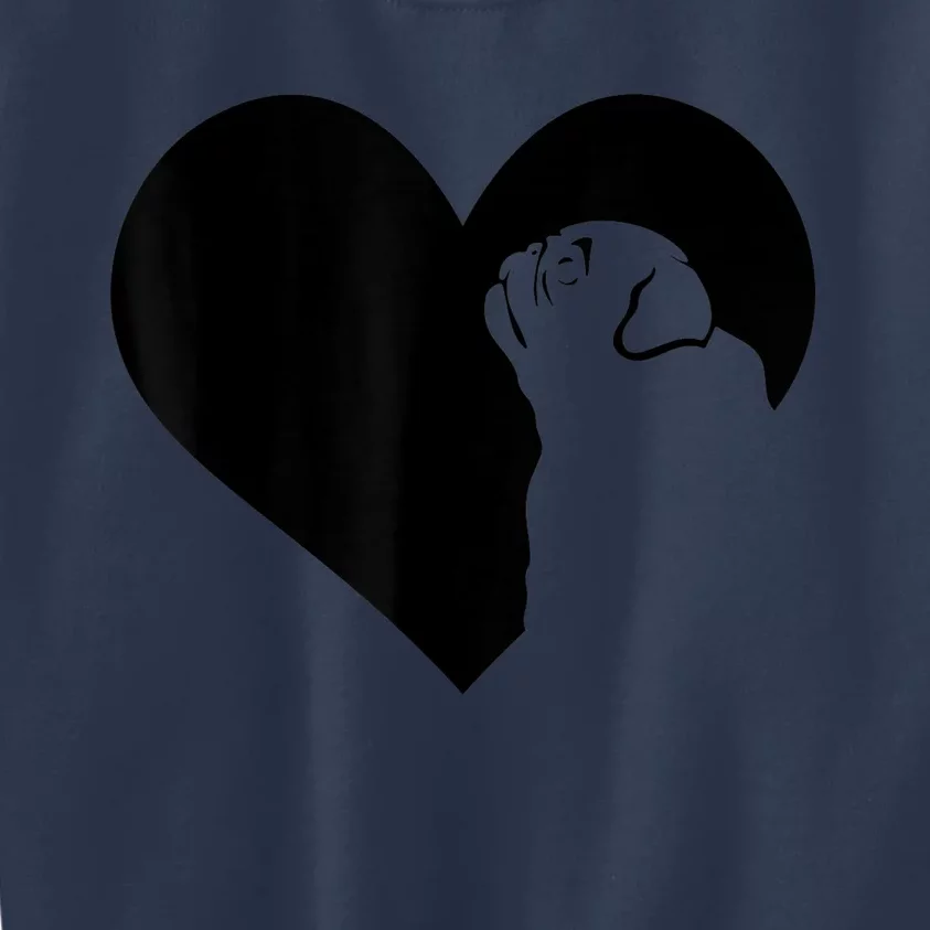 Pug Dog Heart Silhouette Pug Kids Sweatshirt