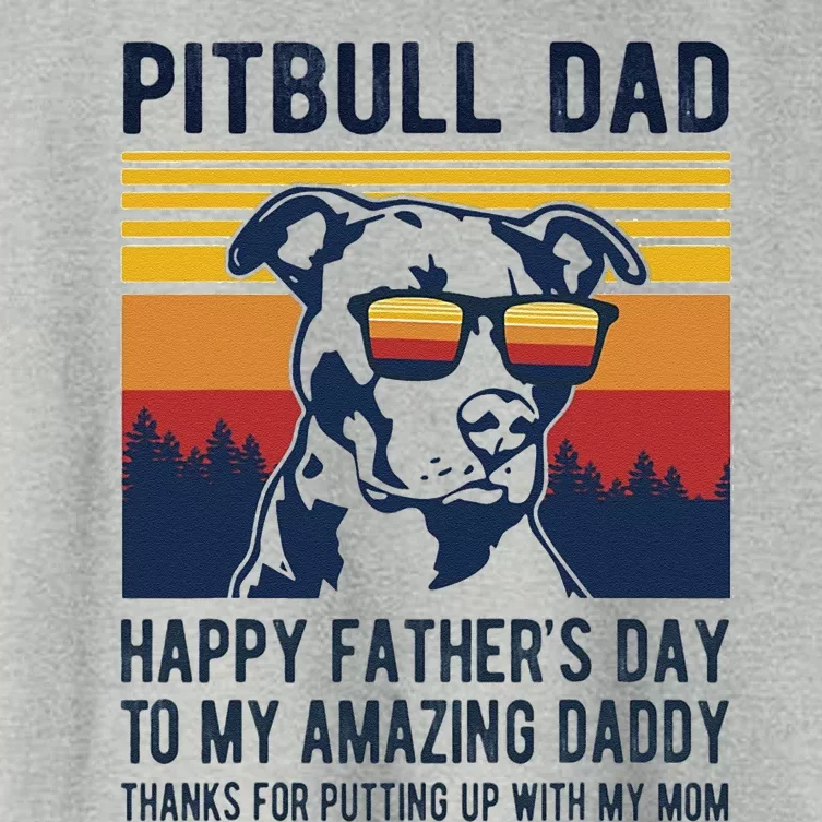 Pitbull Dad Happy Fathers Day To My Amazing Daddy Dog Women's Crop Top Tee