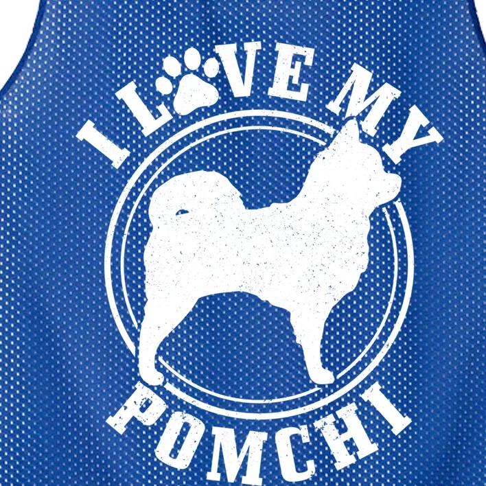 Pomchi Dog I Love My Pomchi Mom Dad Gift Mesh Reversible Basketball Jersey Tank