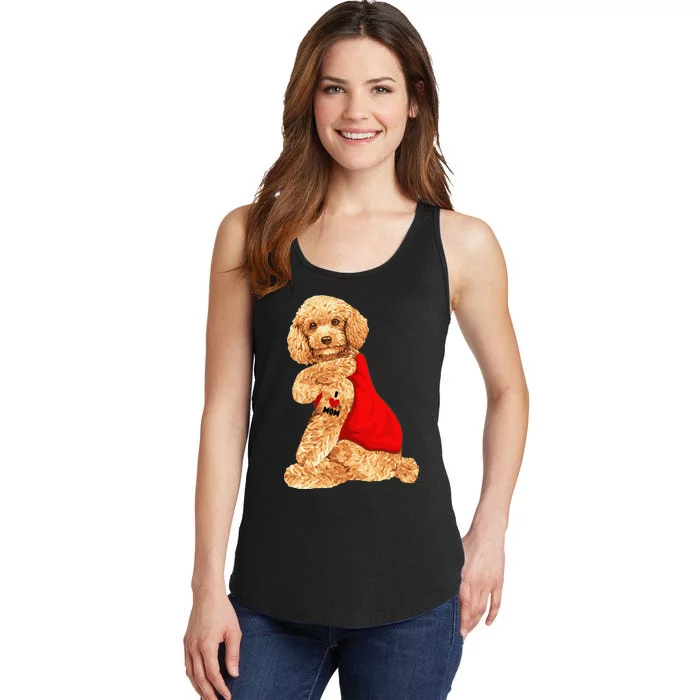 Poodle Dog I Love Mom Tattoo Lover funny Gift Ladies Essential Tank