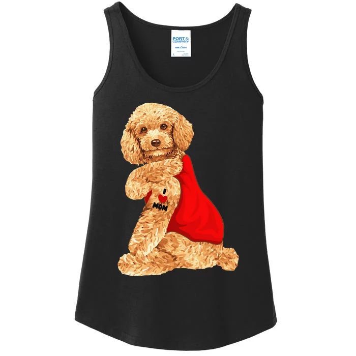 Poodle Dog I Love Mom Tattoo Lover funny Gift Ladies Essential Tank