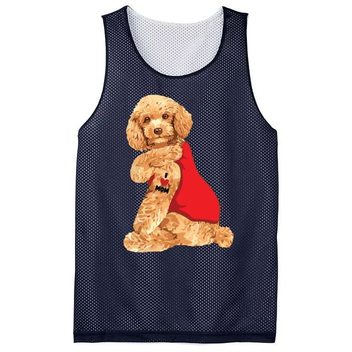 Poodle Dog I Love Mom Tattoo Lover Funny Gift Mesh Reversible Basketball Jersey Tank