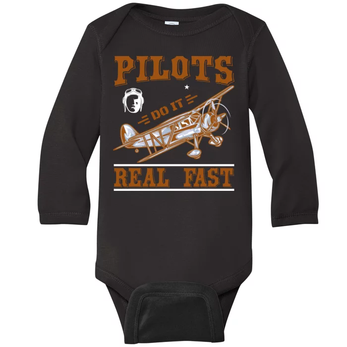 Pilots Do It Real Fast Baby Long Sleeve Bodysuit