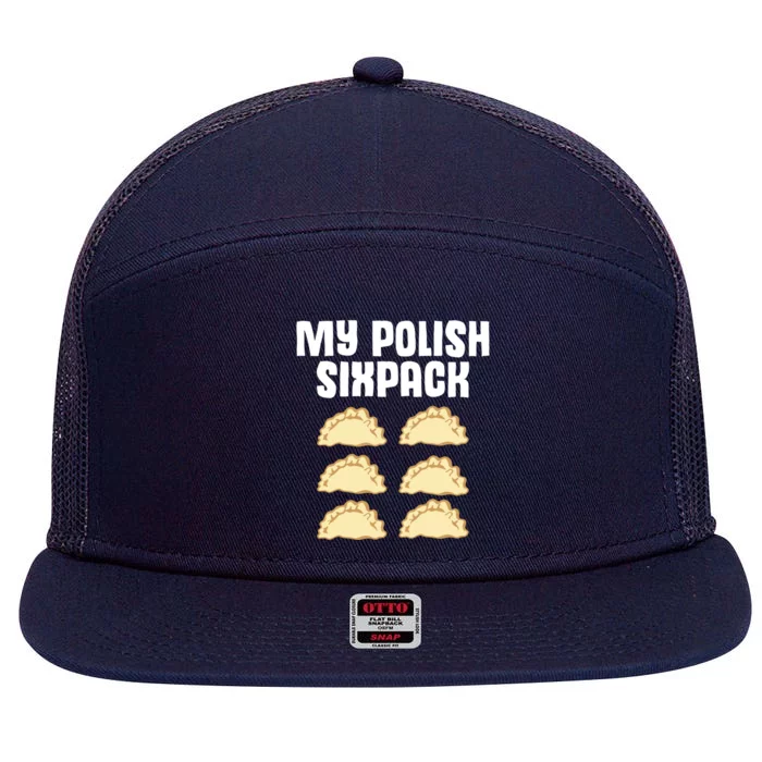 Polish Dumpling Joke Sixpack Pole Pun Polska Perogie Pierogi Cute Gift 7 Panel Mesh Trucker Snapback Hat