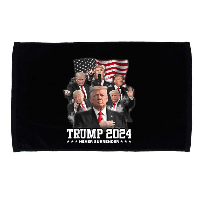 President Donald J Trump 2024 Never Surrender Microfiber Hand Towel