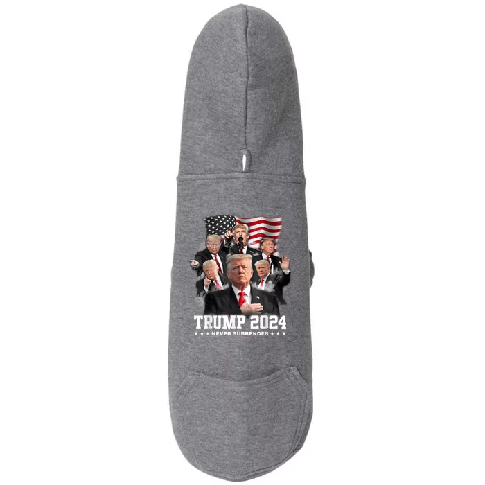 President Donald J Trump 2024 Never Surrender Doggie 3-End Fleece Hoodie