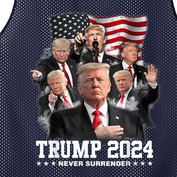 President Donald J Trump 2024 Never Surrender Mesh Reversible Basketball Jersey Tank