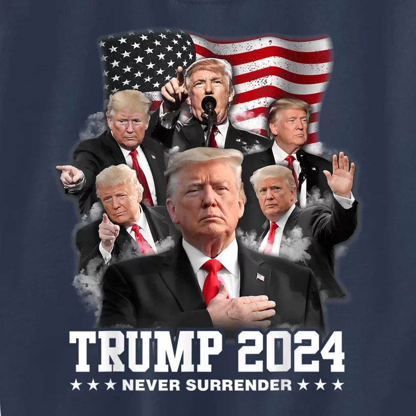 President Donald J Trump 2024 Never Surrender Kids Sweatshirt