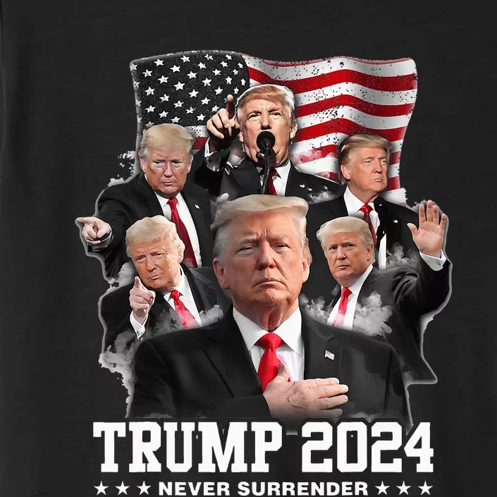 President Donald J Trump 2024 Never Surrender ChromaSoft Performance T-Shirt