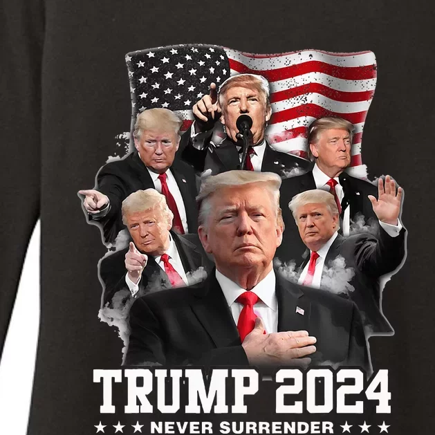 President Donald J Trump 2024 Never Surrender Womens CVC Long Sleeve Shirt