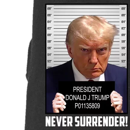 President Donald J Trump Mugshot Never Surrender Doggie 3-End Fleece Hoodie