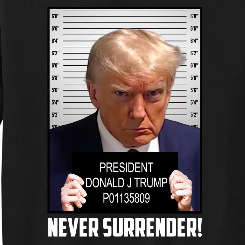 President Donald J Trump Mugshot Never Surrender Sweatshirt