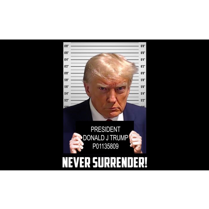 President Donald J Trump Mugshot Never Surrender Bumper Sticker