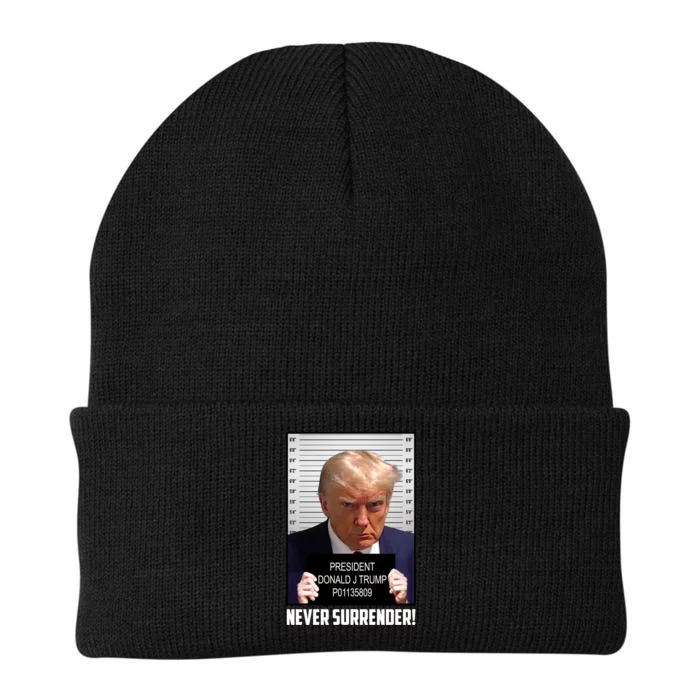 President Donald J Trump Mugshot Never Surrender Knit Cap Winter Beanie