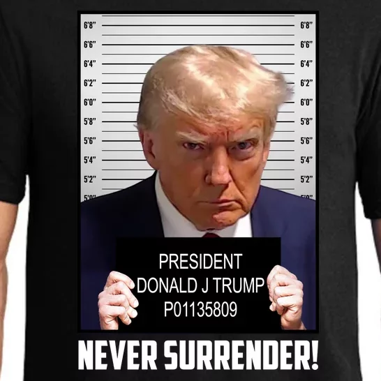 President Donald J Trump Mugshot Never Surrender Pajama Set