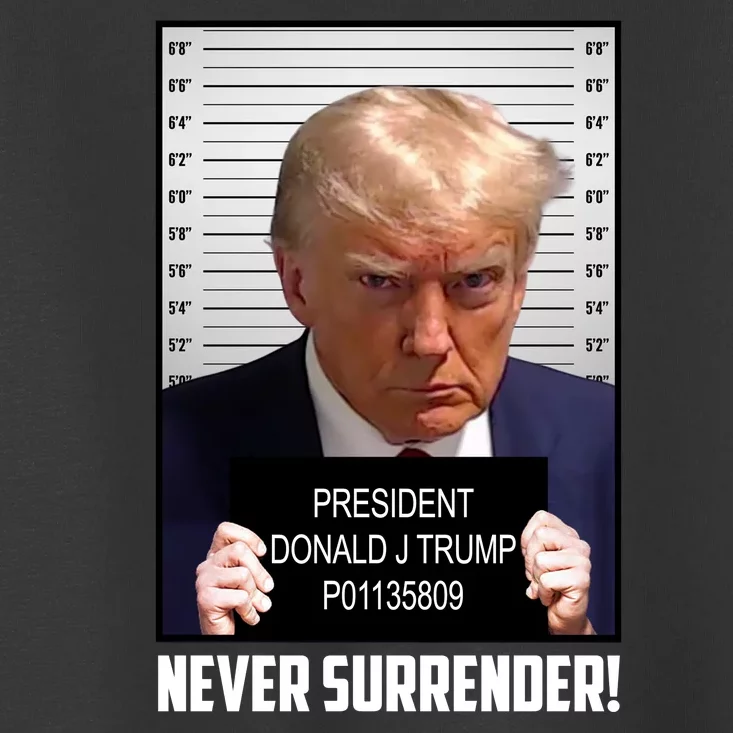 President Donald J Trump Mugshot Never Surrender Toddler T-Shirt