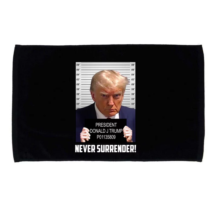 President Donald J Trump Mugshot Never Surrender Microfiber Hand Towel