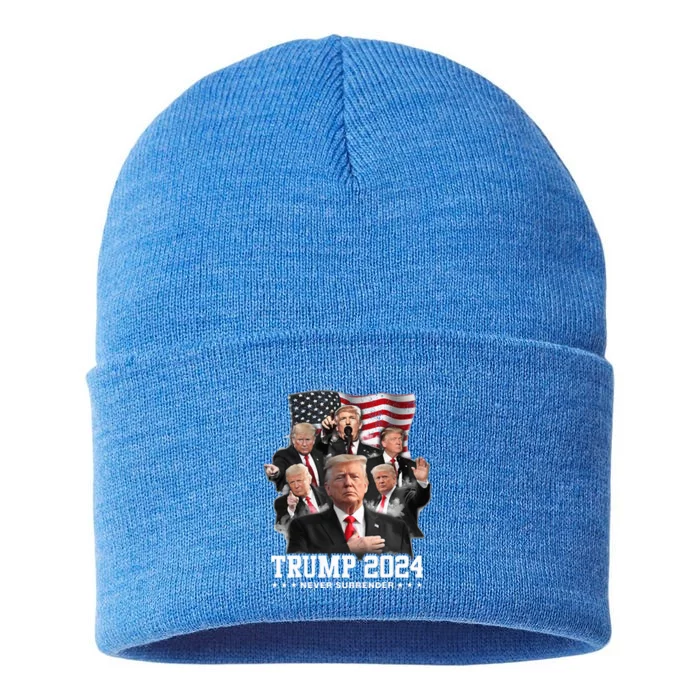 President Donald J Trump 2024 Never Surrender Sustainable Knit Beanie