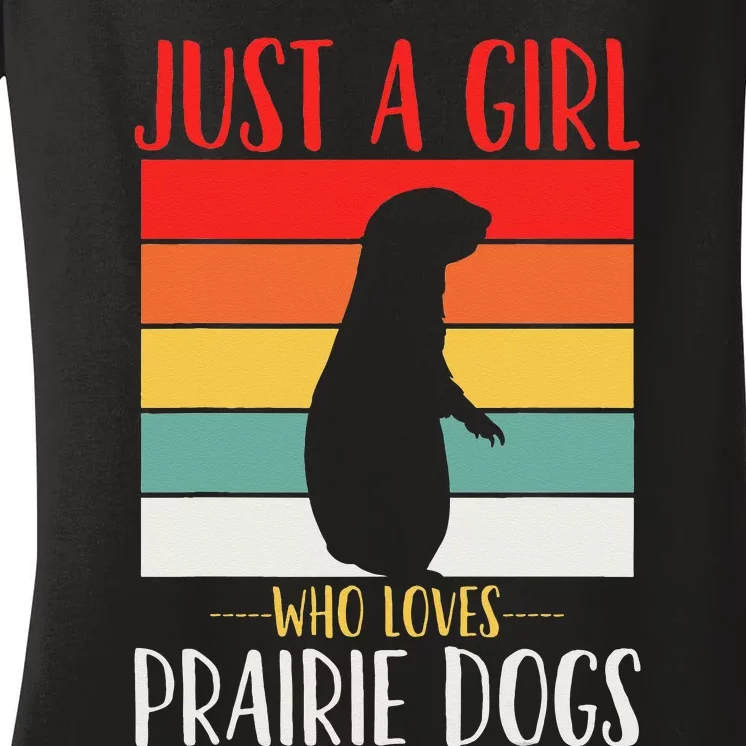 Prairie Dog Just a Who Loves Prairie Dogs Retro Women's V-Neck T-Shirt