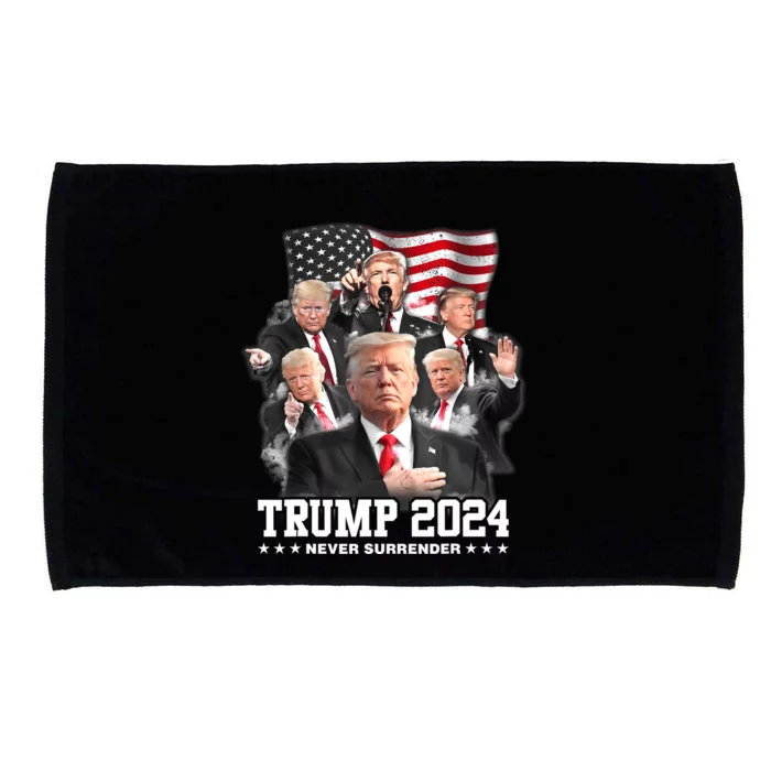 President Donald J Trump 2024 Never Surrender Microfiber Hand Towel