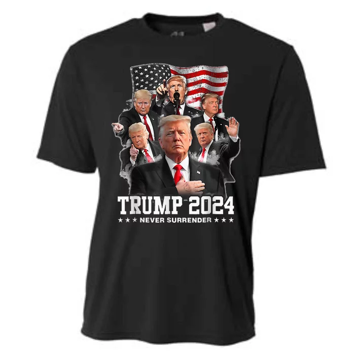 President Donald J Trump 2024 Never Surrender Cooling Performance Crew T-Shirt