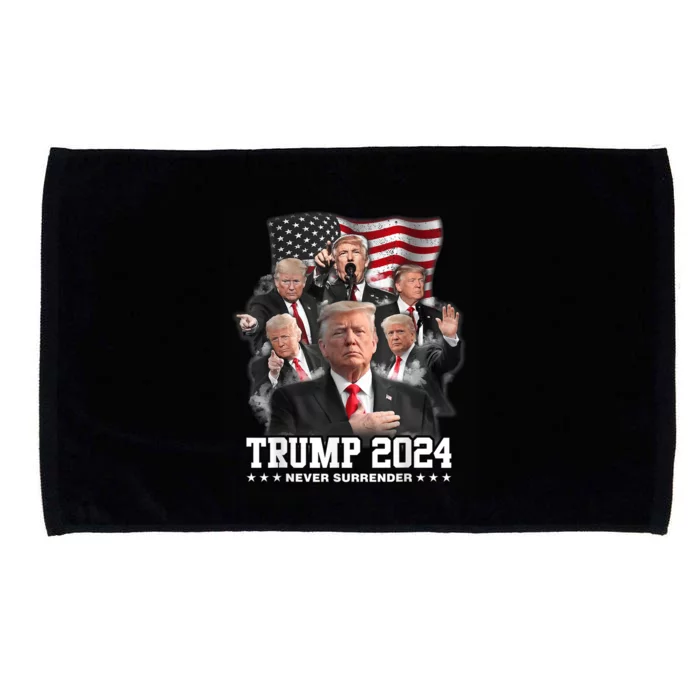 President Donald J Trump 2024 Never Surrender Microfiber Hand Towel