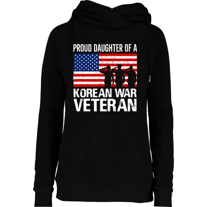 Proud Daughter Korean War Veteran Vintage Womens Funnel Neck Pullover Hood