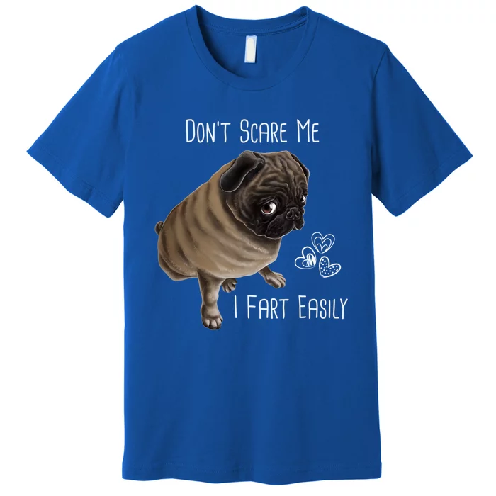 Pug Dog Lover Gift Don't Scare My I Fart Easily Funny Pug Gift Premium T-Shirt