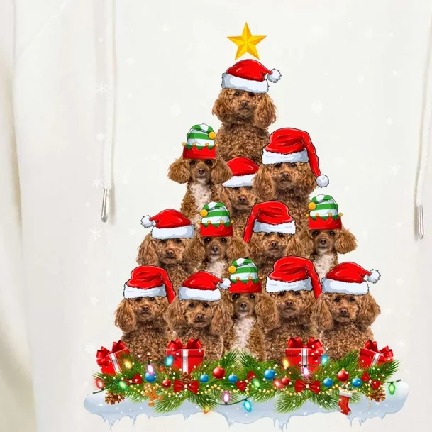 Poodle Dog Lover Xmas Tree Santa Christmas Poodle Gift Womens Funnel Neck Pullover Hood