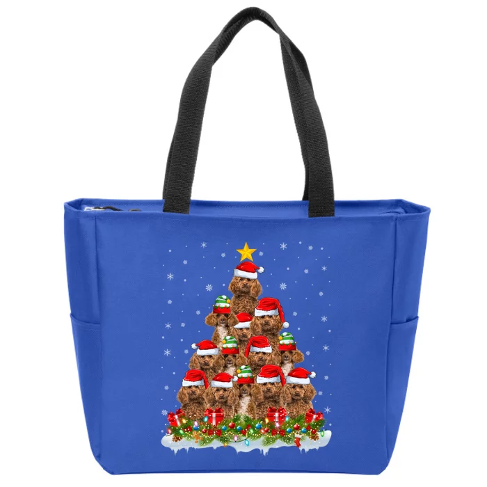 Poodle Dog Lover Xmas Tree Santa Christmas Poodle Gift Zip Tote Bag