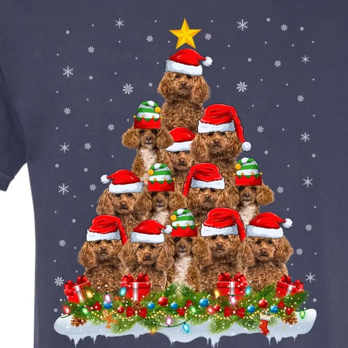 Poodle Dog Lover Xmas Tree Santa Christmas Poodle Gift Garment-Dyed Heavyweight T-Shirt