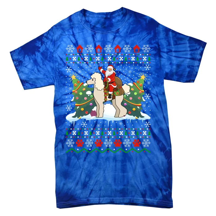 Poodle Dog Lover Xmas Ugly Santa Riding Poodle Christmas Gift Tie-Dye T-Shirt