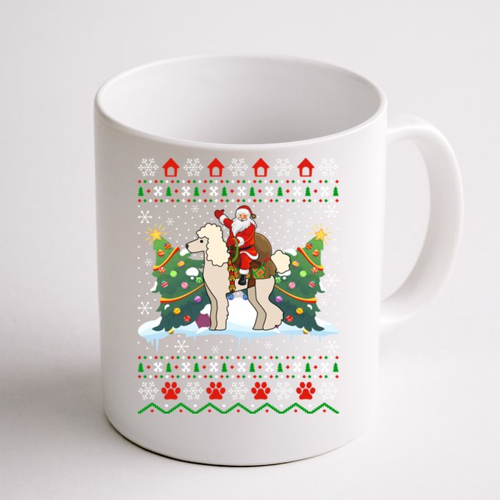 Poodle Dog Lover Xmas Ugly Santa Riding Poodle Christmas Gift Front & Back Coffee Mug