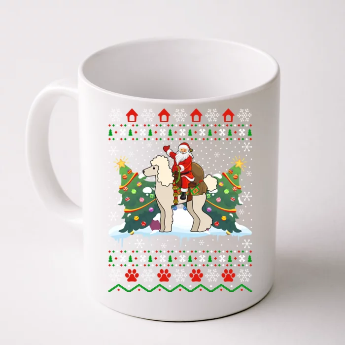 Poodle Dog Lover Xmas Ugly Santa Riding Poodle Christmas Gift Front & Back Coffee Mug