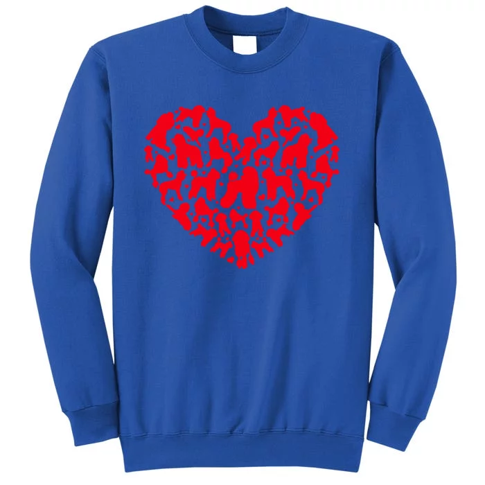 Poodle Dog Lover Funny Love Heart Poodle Valentine's Day Cool Gift Tall Sweatshirt