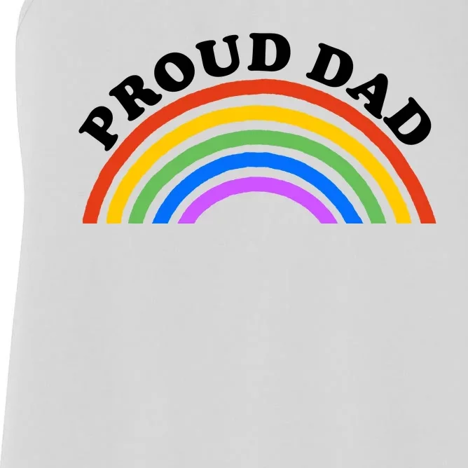 Proud Dad LGBTQ Rainbow Women's Racerback Tank